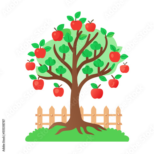 Vector of a fruit tree with apples ready to harvest

