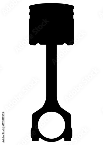 Silhouette of an engine piston with a connecting rod.