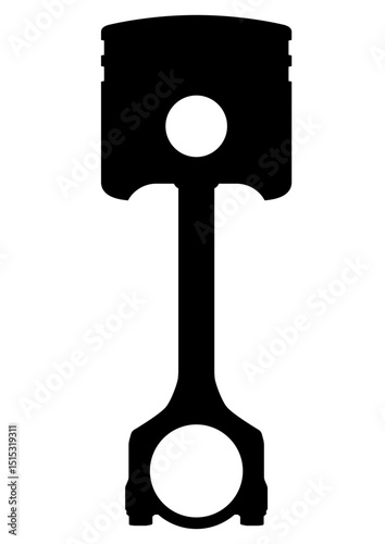 Silhouette of an engine piston with a connecting rod.