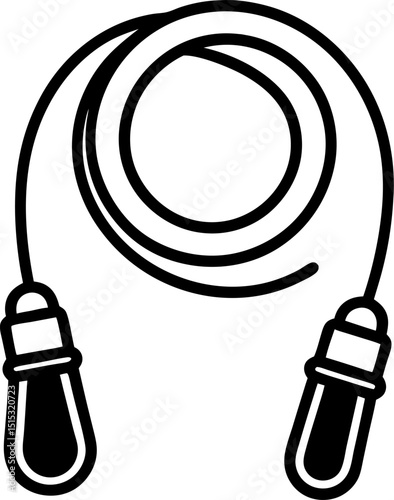 Jump rope vector line art icon black and white , white background