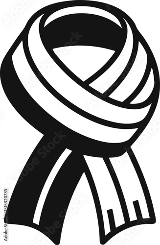 Scarf vector line art icon black and white , white background