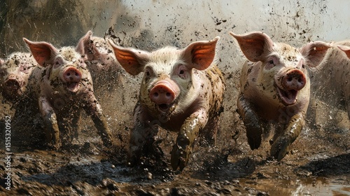 Muddy Piglets' Joyful Gallop