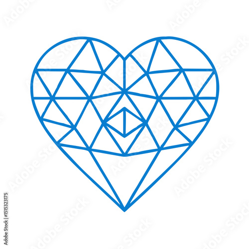 Geometric heart shape illustration for modern design and branding applications