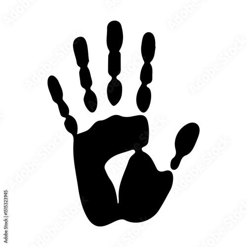 Black handprint silhouette on white background
