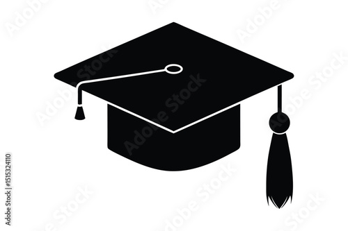 Black graduation cap and diploma silhouette vector for printable graphics
