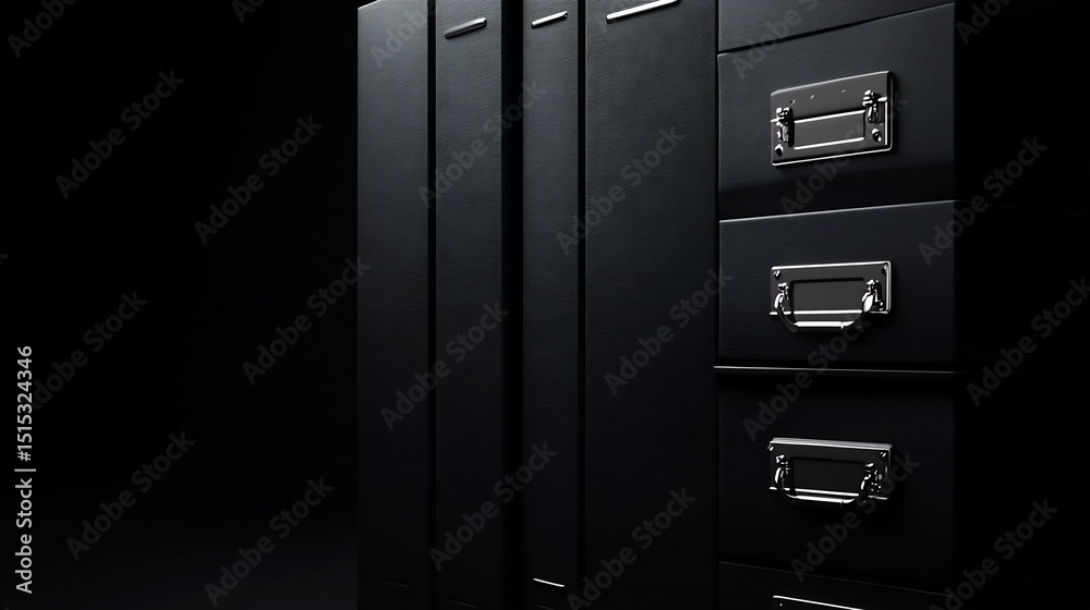Fototapeta premium Stack of locked file folders labeled confidential high detail paper texture shadows