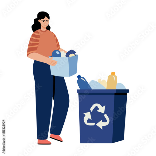 A flat style illustration of waste recycling