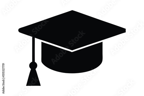 Graduation hat and diploma silhouette vector for academic ceremony designs