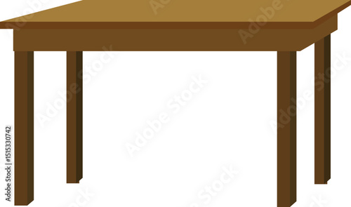 Simple Wooden Table Vector Illustration Isolated on White Background

