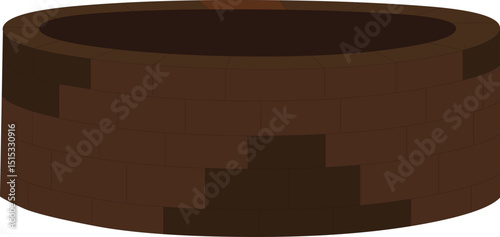 Vector Illustration of Traditional Brick Water Well – Rustic Circular Stone Structure for Drawing Water, Isolated on White Background