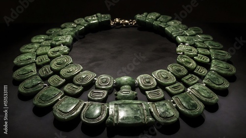 A ceremonial Mayan jade necklace reflecting ancient beliefs in immortality and feminine energy