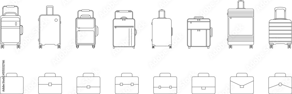 Φωτογραφία Luggage flat line icons collection