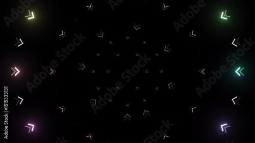 Arrows Pointing To The Center While Light Flows Through Them VJ Loop