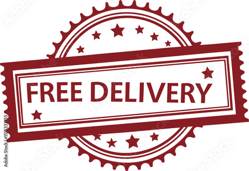 Free Delivery Stamp with Stars: Badge for Online Shop Promotions and Discounts