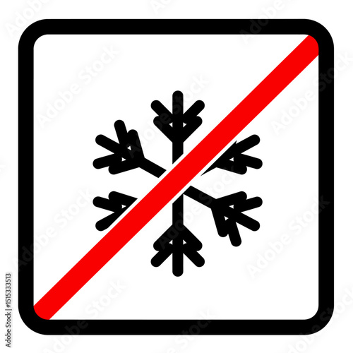 Black Vector No Frost Prohibited snowflake symbol meaning anti icing rules for winter driving safety in high