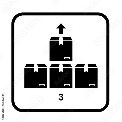 Black Vector A simple icon illustrating stacking limits with three boxes ensuring safety and organization with