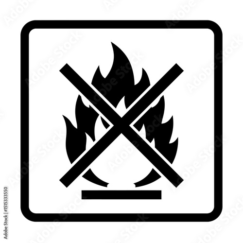 Black Vector Do not allow open flame icon conveying prohibition of fire hazard and safety awareness in black and