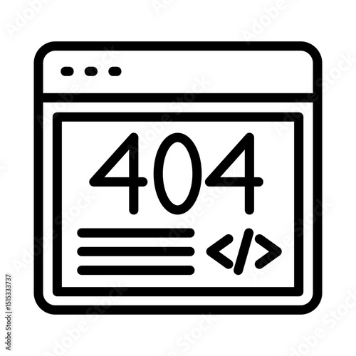 404 web outline icon. Web development icon isolated on white background. Transparent background, minimalist symbol. Vector images