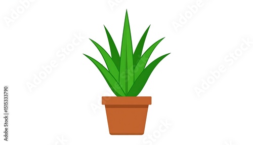 Potted Plant with Green Leaves, and Simple Design.