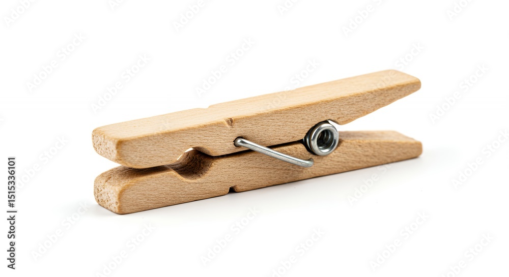Small wooden clothespin on white background Small wooden clothespin on white background