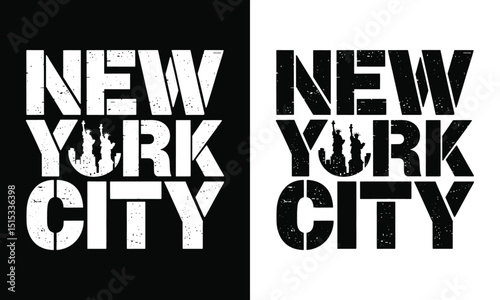 Striking and Bold Typography Artwork Featuring New York City, Perfect for Urban-themed Projects, Merchandise, and Cityscape Promotions