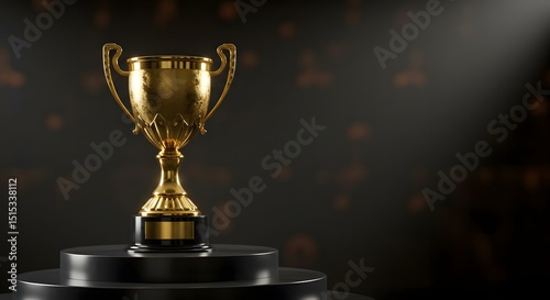 Gold Trophy on Display Elegant Award for Achievement