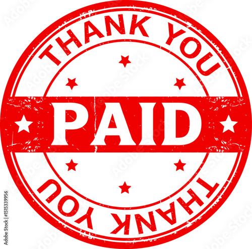 Red Grunge Paid Thank You Stamp - Invoice Payment Seal