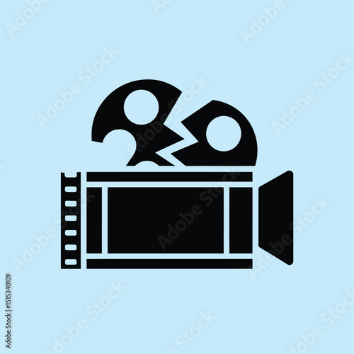 vector icons for cinema, Director's Chair , theatrical roles, video tape, cinema shattered spotlight, Theater Ticket
