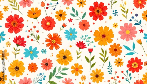Colorful Floral Seamless Pattern.