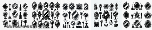 Vector set image silhouette of mirror