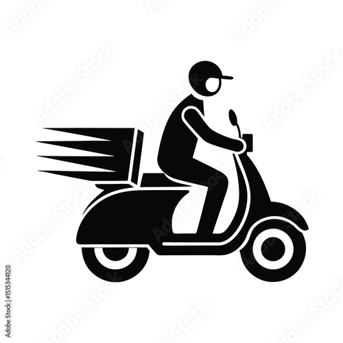 Delivery Scooter Icon with Rider and Package
