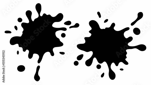 Black ink blot splatters vector illustration abstract design