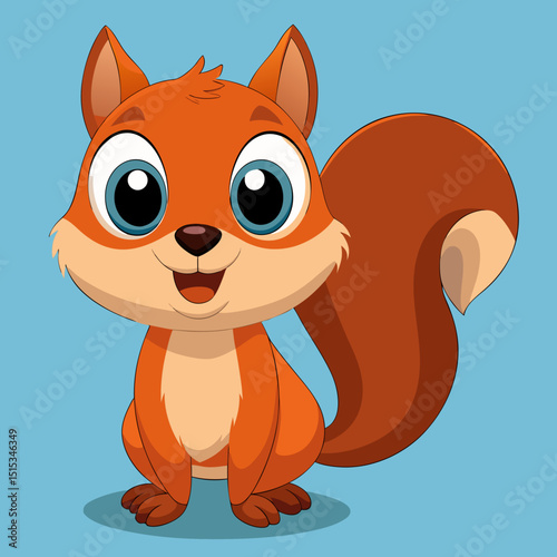 Cartoon Squirrel Mascot Character in Forest Style Illustration

