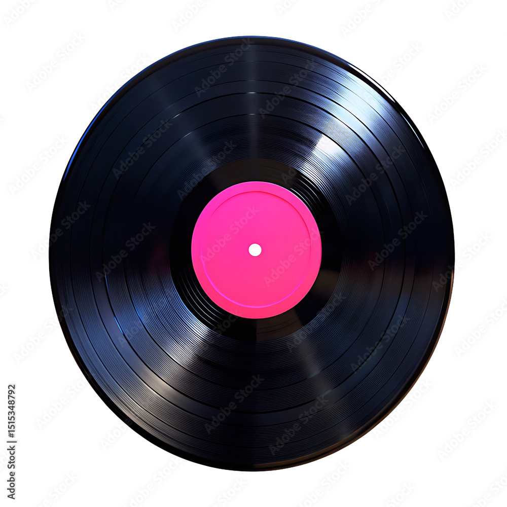 Obraz premium Vinyl record with pink label isolated on a white background