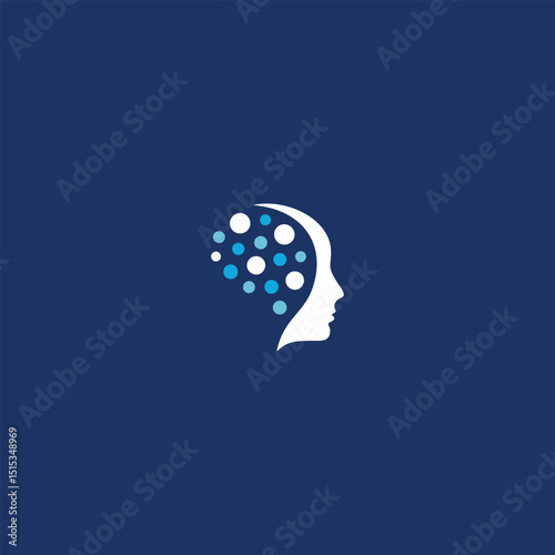 Cognitive thought process illustrated with head and dots
