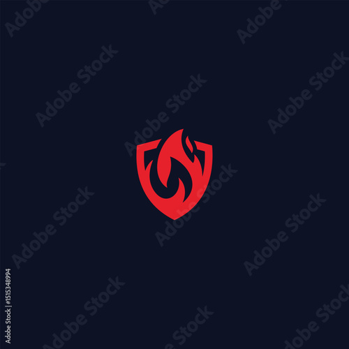 Fiery shield emblem on dark background