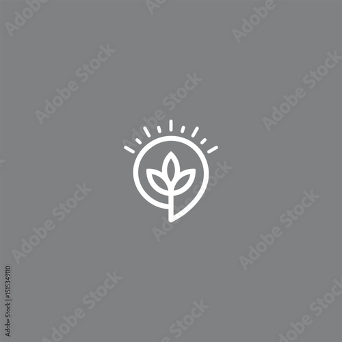Minimalist plant with location pin and sun