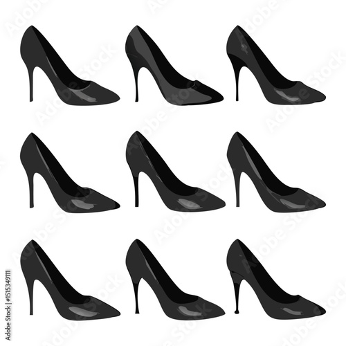 high heels icon set, high heels sandal or slipper vector illustration isolated on white background.