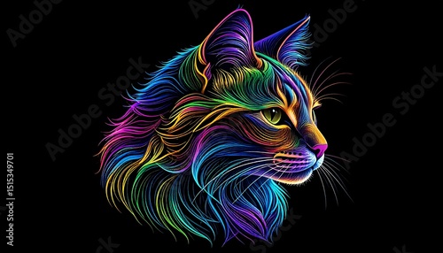 Rainbow Cat Profile Art.
