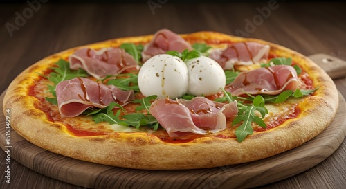 Serving Fresh Pizza with Prosciutto and Mozzarella