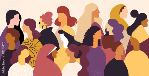 Inclusive diverse society female illustration