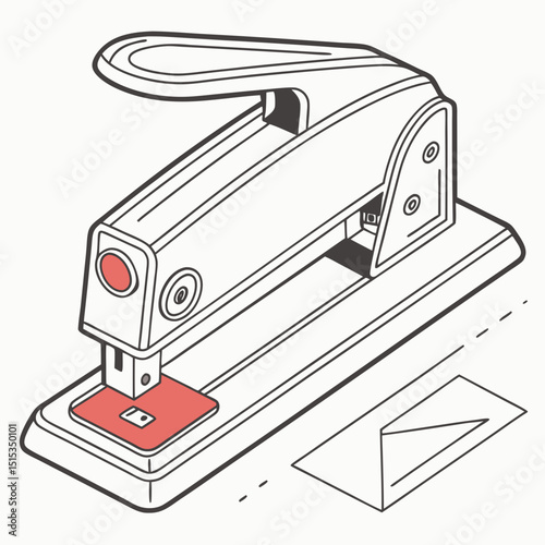 Stapler with red base on white background for office use  