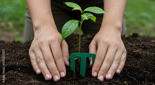 Planting Seedling in Soil with Hands Protecting It