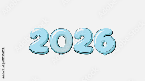 Light blue balloon numbers 2026 new year