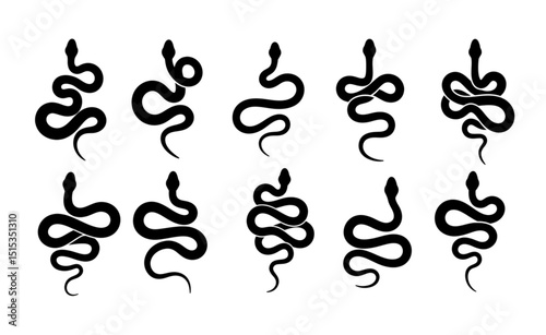 A collection of elegant snake design elements perfect for branding logos icons and stylish graphic projects offering scalable vector art