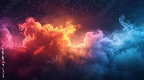 iridescent nebula mist with glowing dust clouds