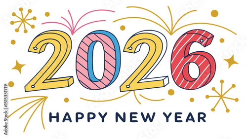 Happy new year 2026 colorful design