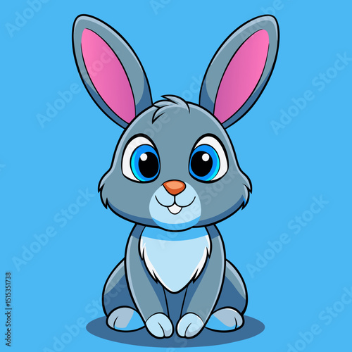 Happy Bunny Cartoon Isolated on White Background

