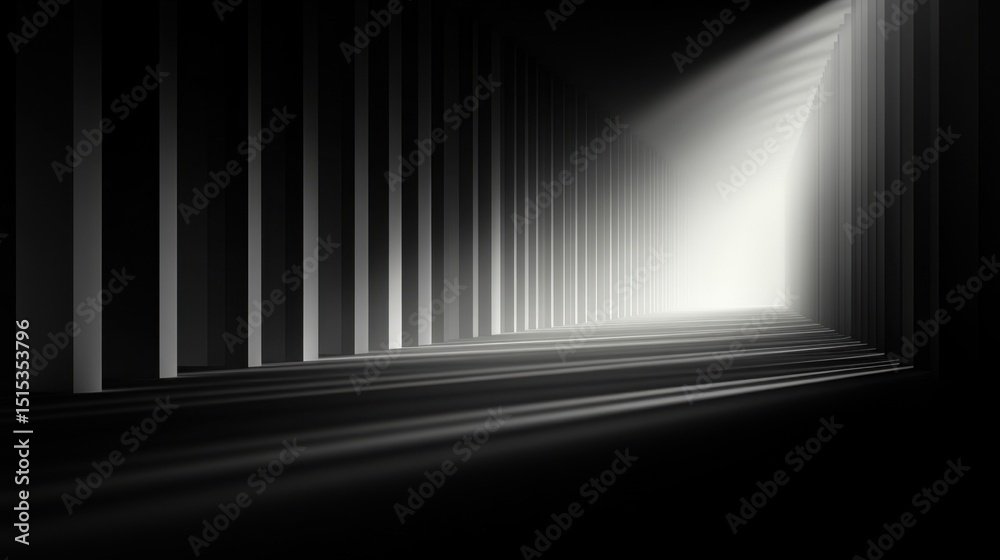 Fototapeta premium A black and white of a light coming through a tunnel