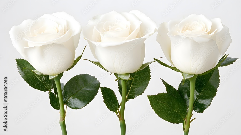 Obraz premium Three Elegant White Roses Close Up Photography